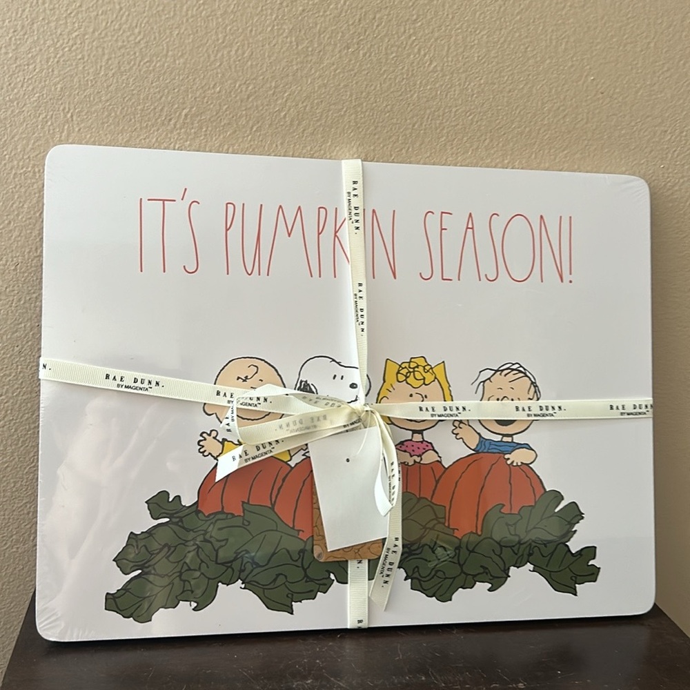 Rae Dunn Set Of 4 Snoopy Placemats New Halloween Fall Cork Pumpkin